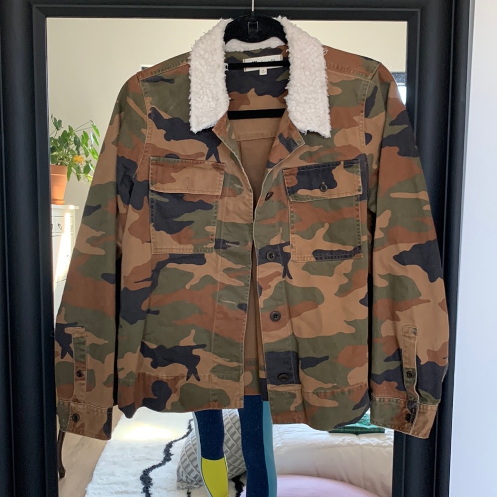 Madewell Camo and shearling jacket